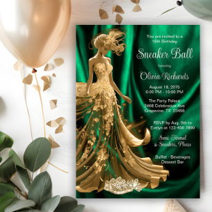 Invitation Boule Basket élegant Emerald Green Gold