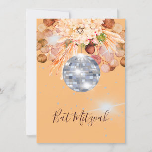 Invitation Boule bat mitzvah Floral Orange Disco