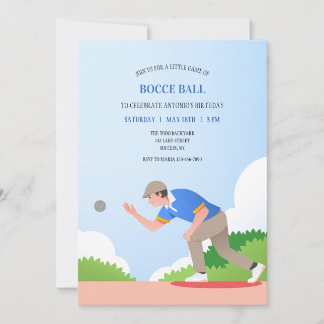 Invitation Boule de Bocce (Devant)