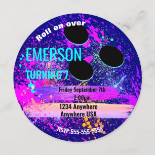 Invitation BOULE de BOWLING de galaxie, bowling, fête