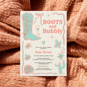 Invitation Boule de corail bottes bulle douche nuptiale