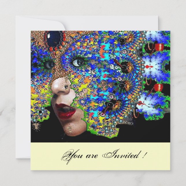 Invitation Boule de costume EPHÉMERAL mascarade, champagne bl (Devant)