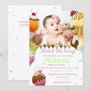 Invitation Boule de crème glacée photo d'été fête d'anniversa
