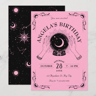 Invitation Boule de cristal de lune rose noire