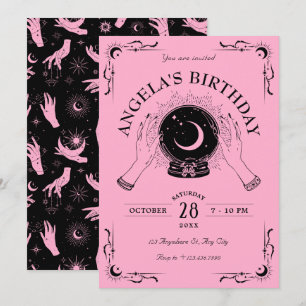 Invitation Boule de cristal de lune rose noire