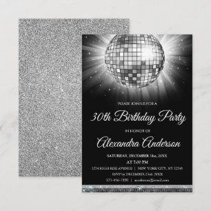 Invitation Boule de danse disco de la fête de l'Argent 30e an
