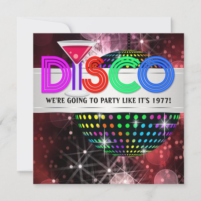 Invitation Boule de disco à miroir Martini Fête (Devant)