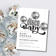 Boule de disco argentée Baby Shower Rétro Disco