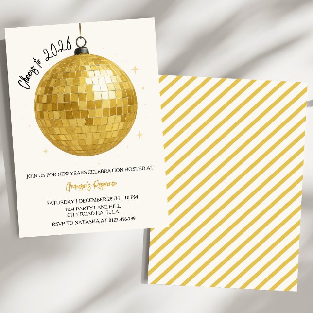 Invitation Boule de Disco Champagne Nouvel An 2026 (Créateur téléchargé)