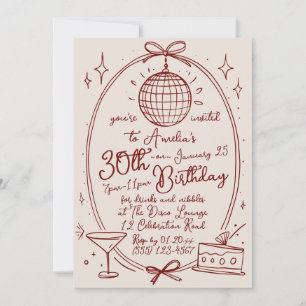 Invitation Boule De Disco Dessinée À La Main Pour Anniversair