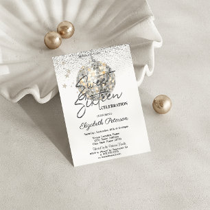 Invitation Boule de Disco Rétro Sweet 16
