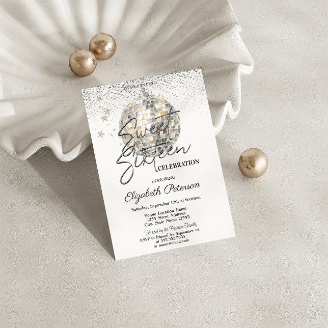 Invitation Boule de Disco Rétro Sweet 16 (Créateur téléchargé)