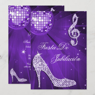 Invitation Boule de discothèque, talons brillants Retraite