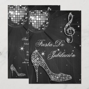 Invitation Boule de discothèque, talons scintillants Retraite