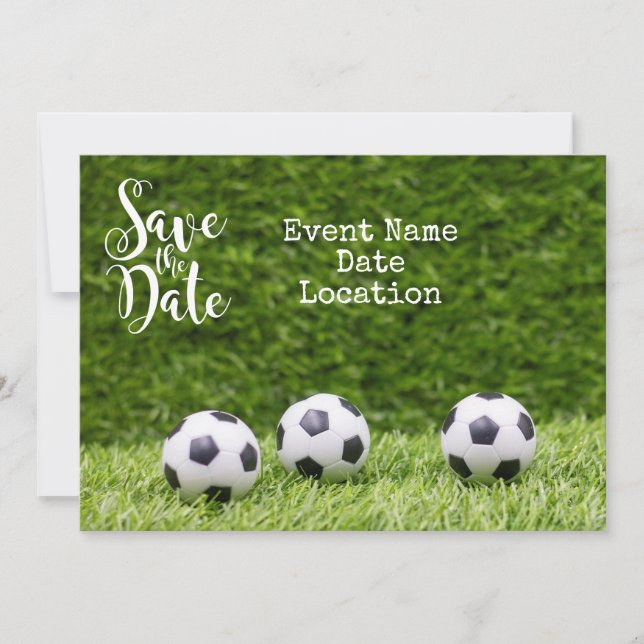 Invitation Boule de football avec mot enregistrer la date (Devant)