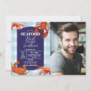 Invitation Boule de fruits de mer Anniversaire Crabe Fête cre