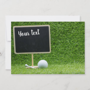 Invitation Boule de golf avec plateau à craie vierge sur herb