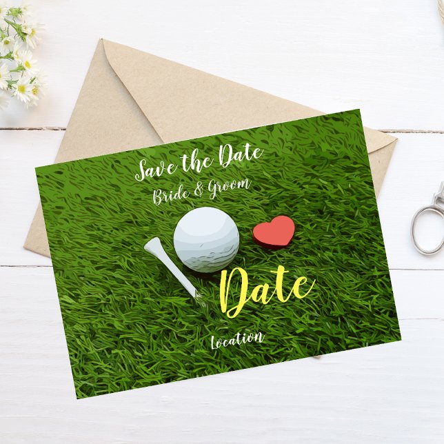 Invitation Boule de golf et tee-shirt avec amour sauvez la da (Créateur téléchargé)