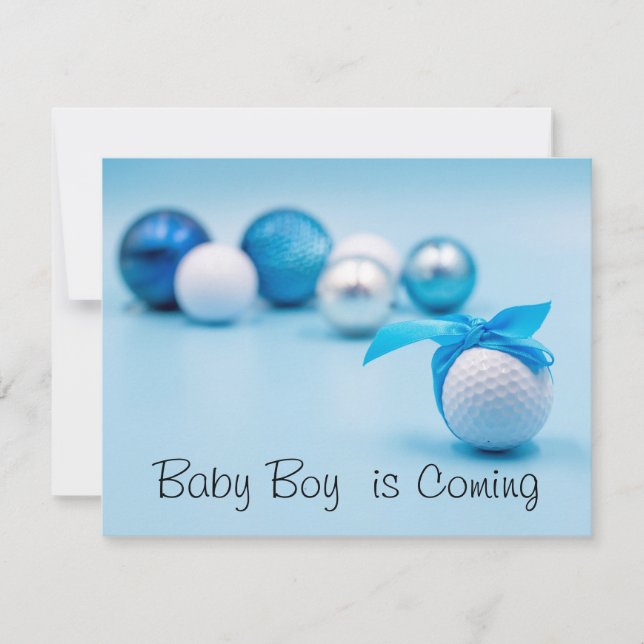 Invitation Boule de golf pour bébé Boy est venu avec le ruban (Devant)