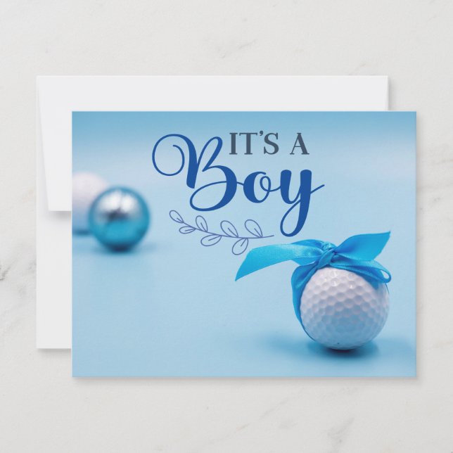 Invitation Boule de golf pour bébé Boy est venu avec le ruban (Devant)