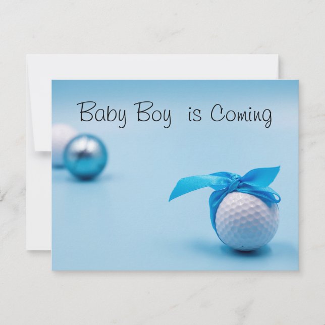 Invitation Boule de golf pour bébé Boy est venu avec le ruban (Devant)