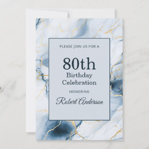 Invitation Boule de marbre bleu clair 80e anniversaire