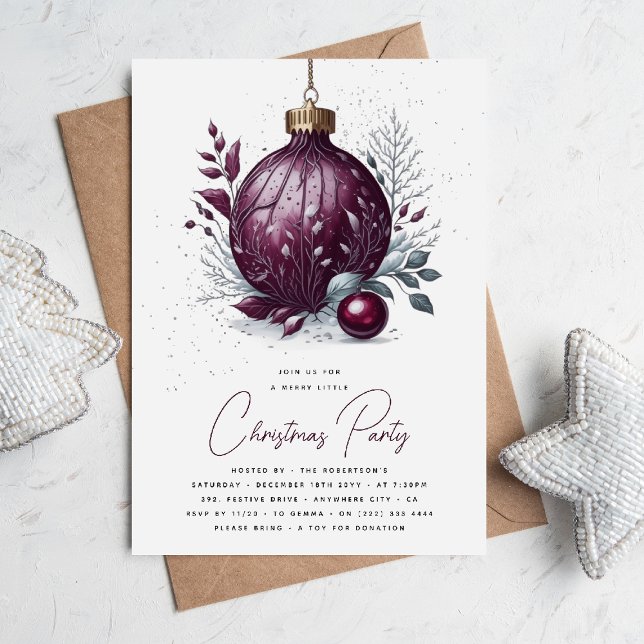Invitation Boule de Noël Botanique Élégante Fête de Noël (Créateur téléchargé)