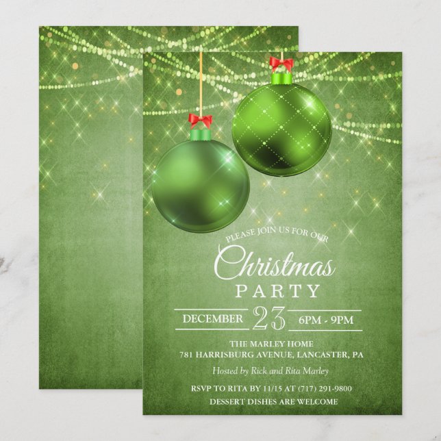 Invitation Boule de Noël de Fêtes de Fin d'Année (Devant / Derrière)