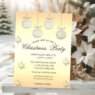 Invitation Boule de Noël dorée Soirée d'entreprise de Noël