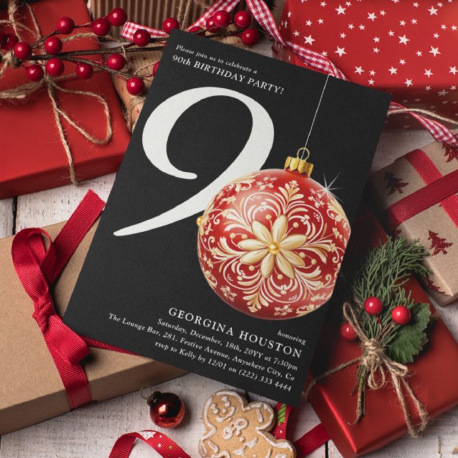 Invitation Boule de Noël festive pour une fête d'anniversaire (Créateur téléchargé)