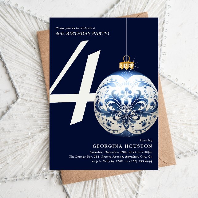 Invitation Boule de Noël festive pour une fête d'anniversaire (Créateur téléchargé)