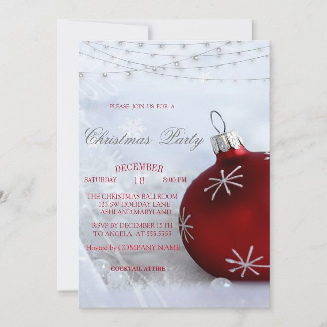Invitation Boule de Noël Rouge, Boule de Noël (Devant)