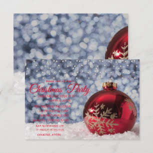 Invitation Boule de Noël rouge, Fête de Noël de la société Bo