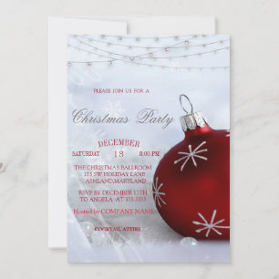 Invitation Boule de Noël rouge,Guirlande lumineuse Entreprise