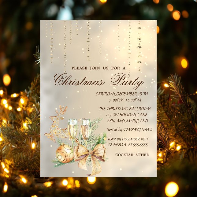 Invitation Boule de Noël,Verre à vin,Ruban,Soirée Rennes (Créateur téléchargé)