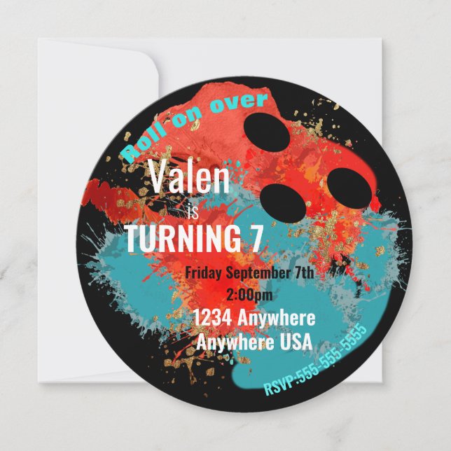 Invitation BOULE DE QUILAGE, bowling, fête d'anniversaire gar (Devant)