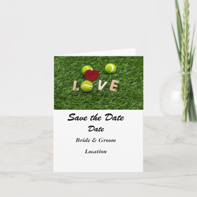 Invitation Boule de tennis avec amour sauver la date (Devant)