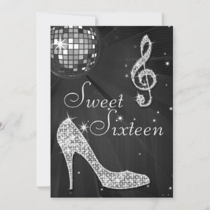 Invitation Boule Disco Argent et talons étincelants Black Swe