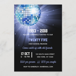 Invitation Boule Disco bleu