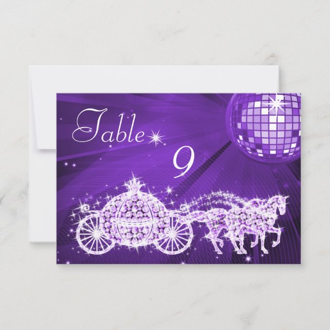 Invitation Boule Disco, Carrosse Princesse & Chevaux Double F (Devant)