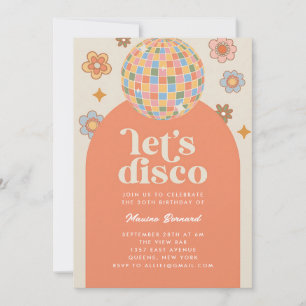 Invitation Boule Disco Groovy Anniversaire Adulte 70s