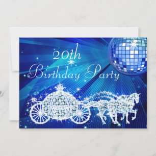 Invitation Boule Disco, Princess Coach & Chevaux 20e Annivers