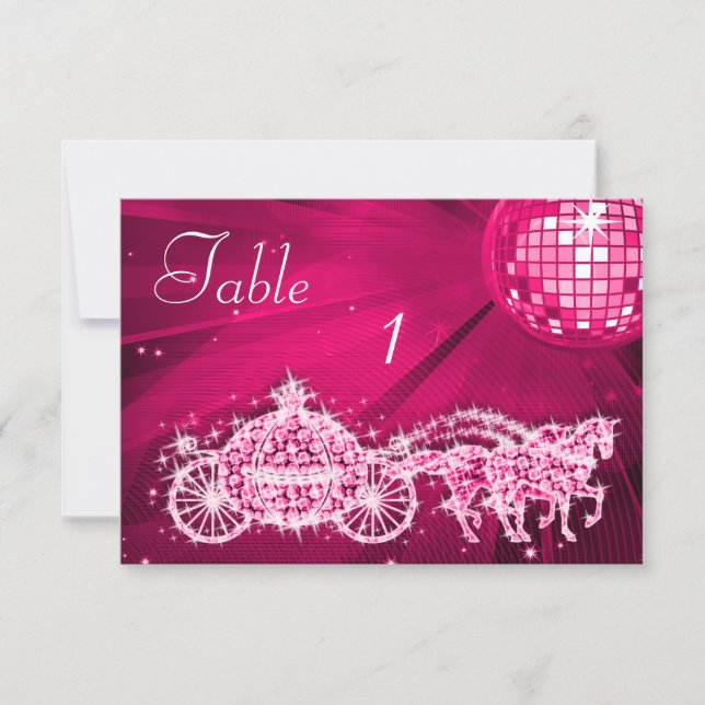 Invitation Boule Disco, Princess Coach & Chevaux Double Face (Devant)