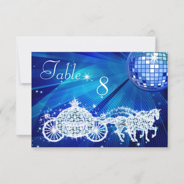 Invitation Boule Disco, Princess Coach & Chevaux Double Face (Devant)