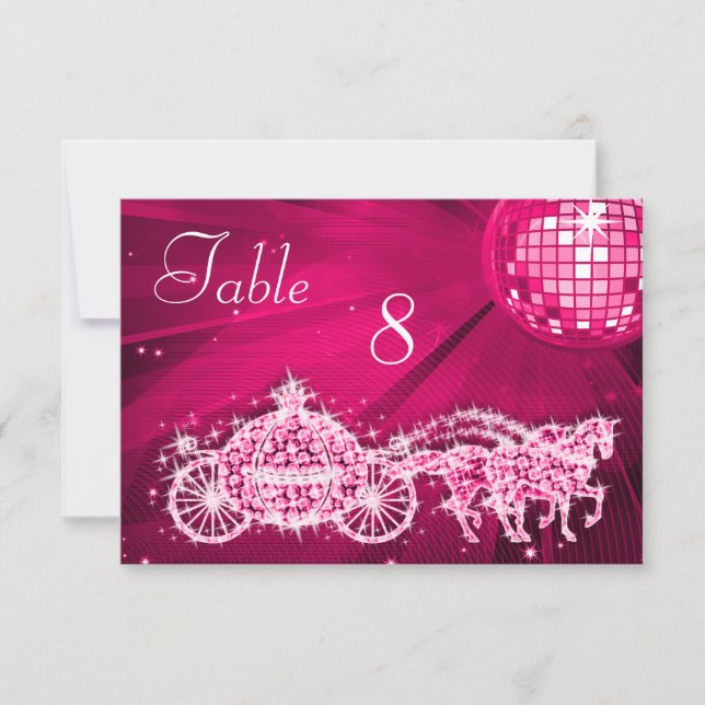 Invitation Boule Disco, Princess Coach & Chevaux Double Face (Devant)