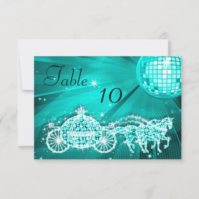 Invitation Boule Disco, Princess Coach & Chevaux Double Face (Devant)
