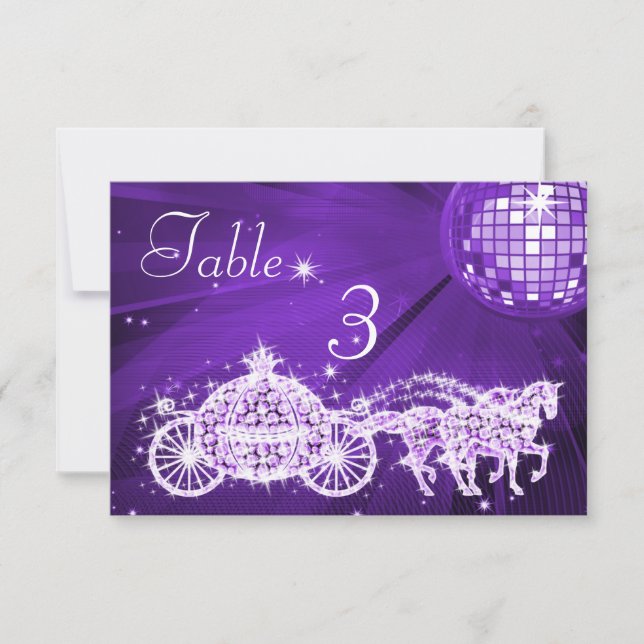 Invitation Boule Disco, Princess Coach & Chevaux Double Face (Devant)