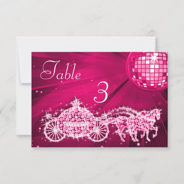 Invitation Boule Disco, Princesse Carrosse & Chevaux Double F (Devant)