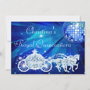 Invitation Boule Disco, Princesse Coach & Chevaux Quinceañera