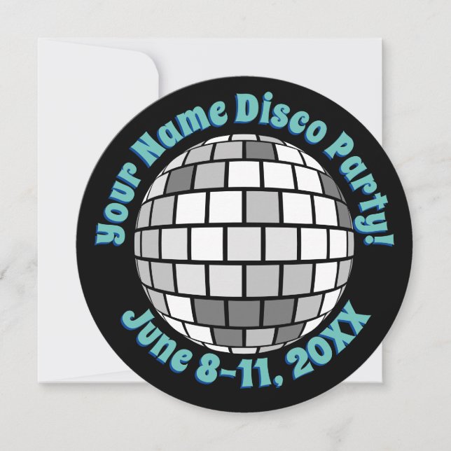 Invitation Boule disco rétro PERSONALISÉE (Devant)